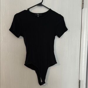Lulu's Black Ribbed Bodysuit
